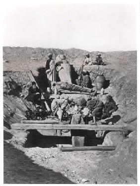 An excavation in Saqqara, from a book by Auguste Mariette (1821-81) published in 1893 (b/w photo) 