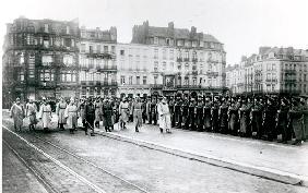 Kaiser Wilhelm II (1859-1941) and Ludwig III de Wittelsbach (1845-1921) passing in review a regiment