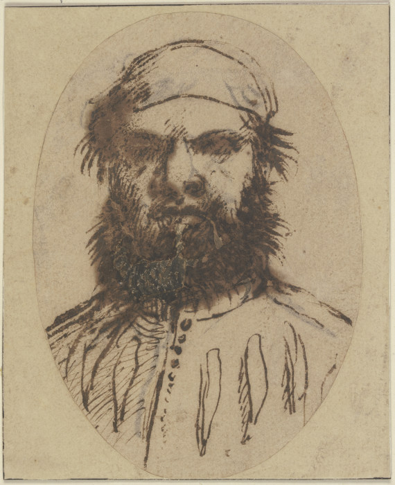 Bärtiger Mann mit einer kleinen Mütze von Guercino (Giovanni Francesco Barbieri)