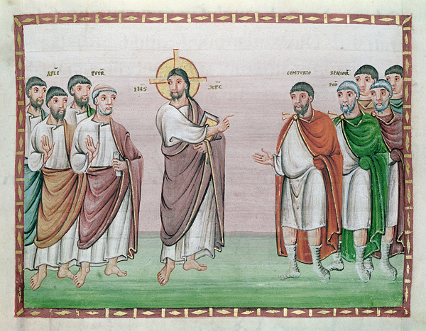 Ms. 24 Jesus and the Captain of Capernaum, from the Codex Egberti, c.980 von Ottonian