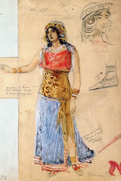Costume design for the role of Isolde, in the opera ''Tristan und Isolde'', von Richard Wagner