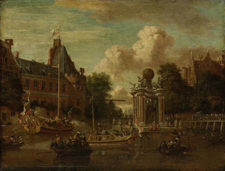 Die Ankunft der Gesandtschaft von Moskowien in Amsterdam im August 1697 von Abraham Storck