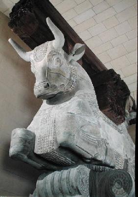 Persian style capital from a column of the Apadana, from the Palace of Darius the Great at Susa, Ira c.500 BC