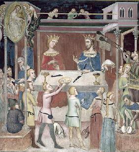 Satan Asking God to Tempt Job, 1356-67 (fresco) 07th-