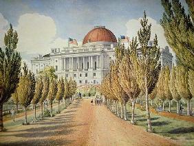 View of the Capitol (colour litho) 19th