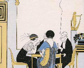Elegant Couples Playing a Card Game 1910