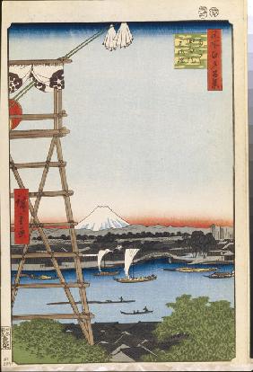 Ekoin-Tempel und Moto-Yanagi-Brücke in Ryogoku  (Einhundert Ansichten von Edo)