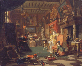 Sir Anthonis von Dyck, ein Bildnis malend von André Blumeau