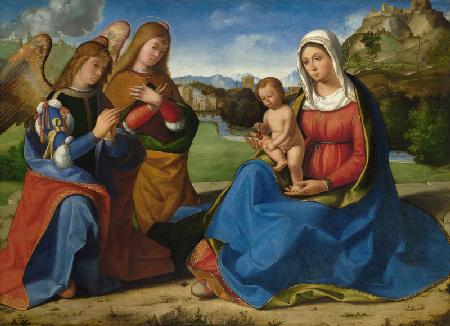 Madonna mit Kind, von zwei Engeln verehrt