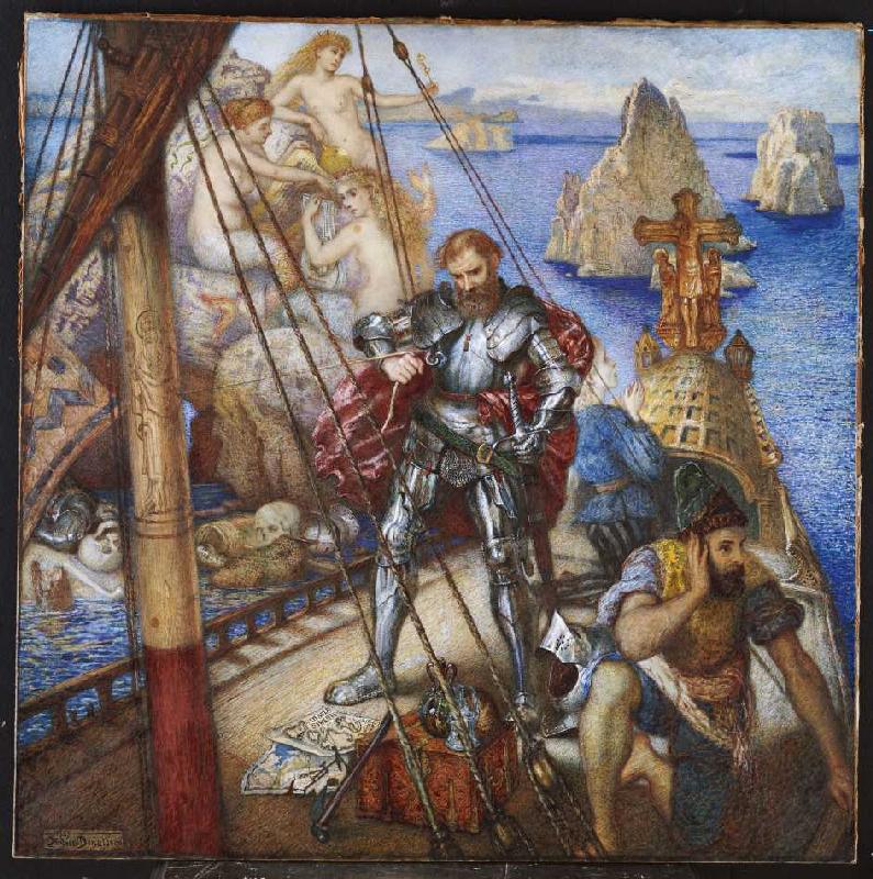 Die Insel der Sirenen, Odysseus bindet sich am Schiffsmast fest von Andrew Benjamin Donaldson