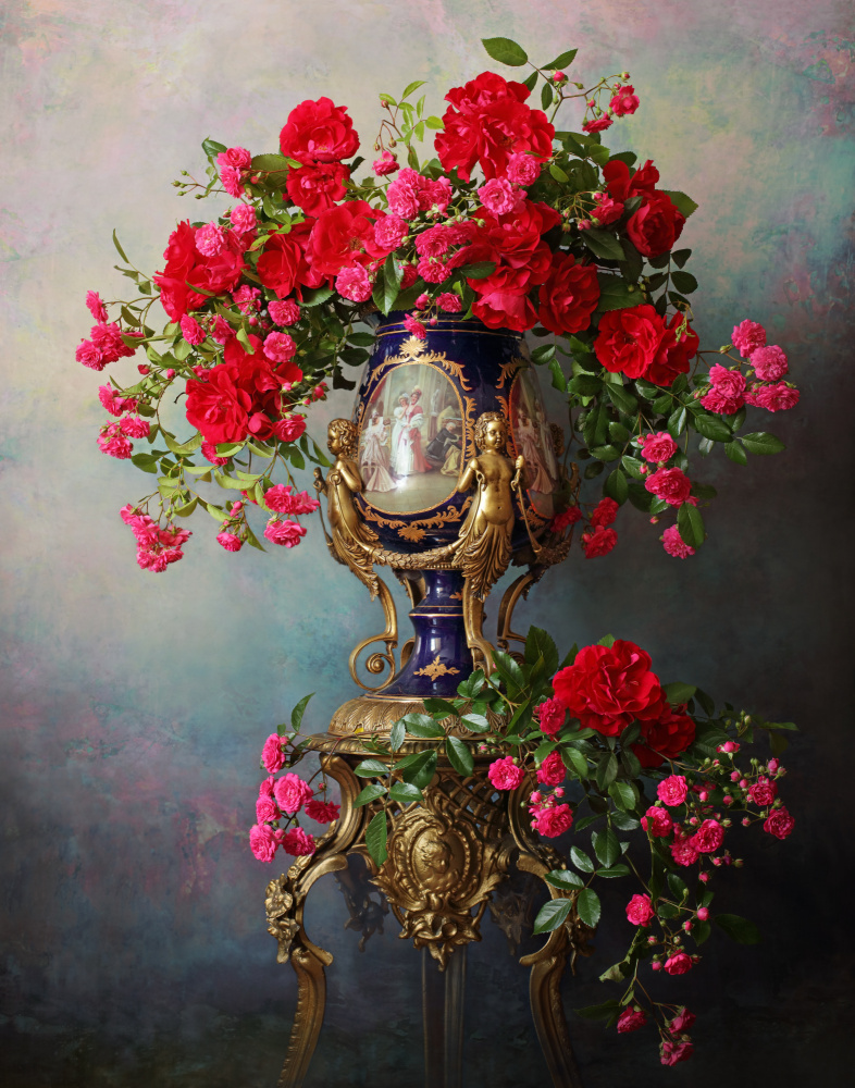 Stillleben mit roten Rosen von Andrey Morozov