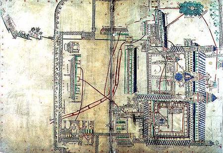 Ms R 171 f.285 Plan of Canterbury Cathedral and the plumbing system von Anonymous