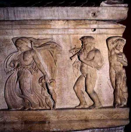 Detail of a sarcophagus possibly depicting Erato with putti von Anonymous