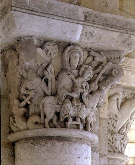 The Flight into Egyptcolumn capital relief from the church of the Benedictine abbey von Anonymous
