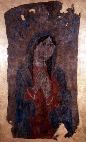 Pueblo Indian hide Painting of a Madonna 1675