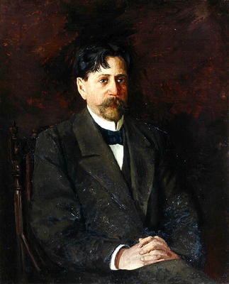 Portrait of the Poet Innokenty Annensky (1856-1909), 1904-09 (oil on canvas) von Anton Nikolayevich Kurbatov