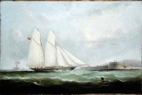 Schooner Yacht 'Esmeralda' Approaching Cherbourg 1861