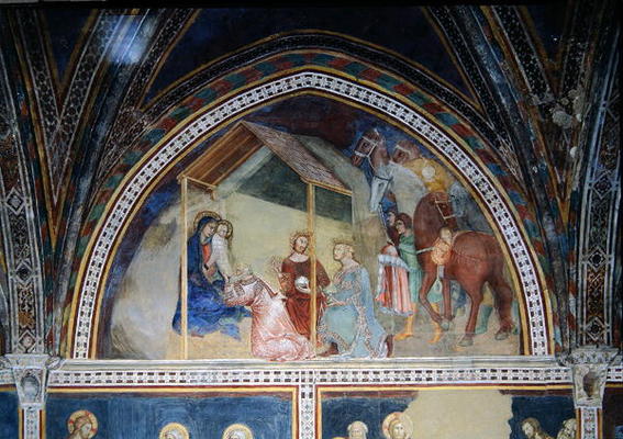 The Adoration of the Magi, from a series of Scenes of the New Testament (fresco) von Barna  da Siena