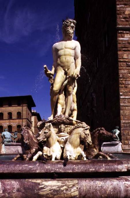 The Fountain of Neptune, detail of the figure of Neptune and seahorses von Bartolomeo Ammannati