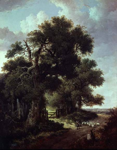 Landscape with young shepherd boy von Benjamin Williams Leader