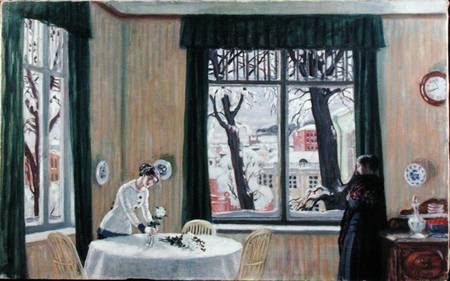 In the Room. Winter von Boris Michailowitsch Kustodiev