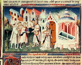 Ms Fr 2810 fol.274 Pilgrims in front of the Church of the Holy Sepulchre of Jerusalem (vellum) 18th