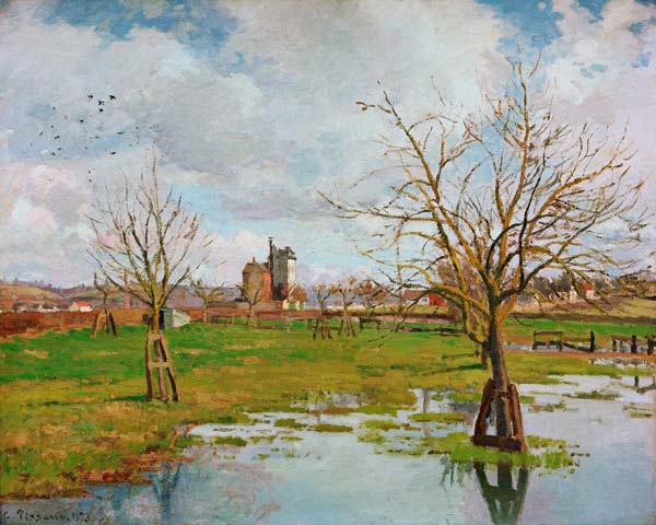 Landschaft mit überschwemmten Feldern von Camille Pissarro