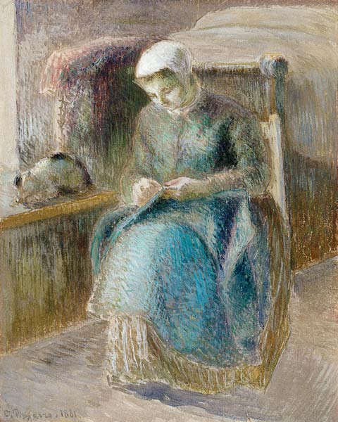 Woman Sewing von Camille Pissarro
