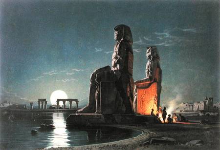 The Colossi of Memnon, Thebes, one of 24 illustrations produced by G.W. Seitz von Carl Friedrich Heinrich Werner