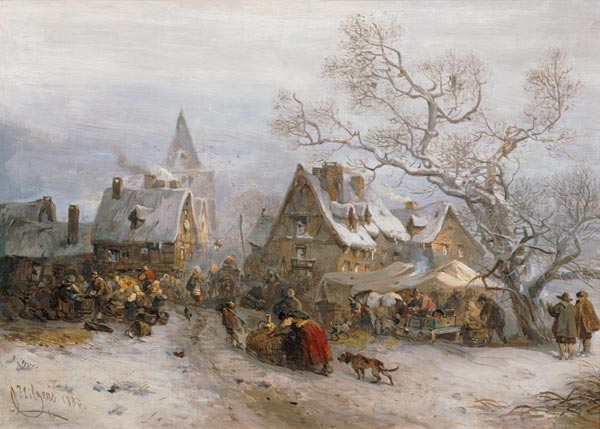 Markttag im Winter von Carl Hilgers
