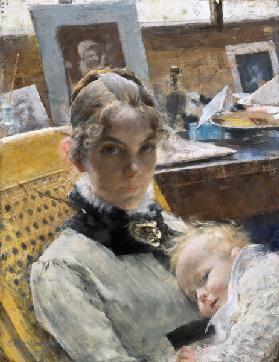 A Studio Idyll: The Artist's Wife and their Daughter Suzanne 1885