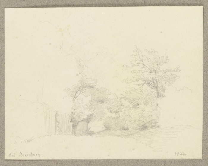 Bäume an einer Mauer (?) bei Ilsenburg von Carl Theodor Reiffenstein
