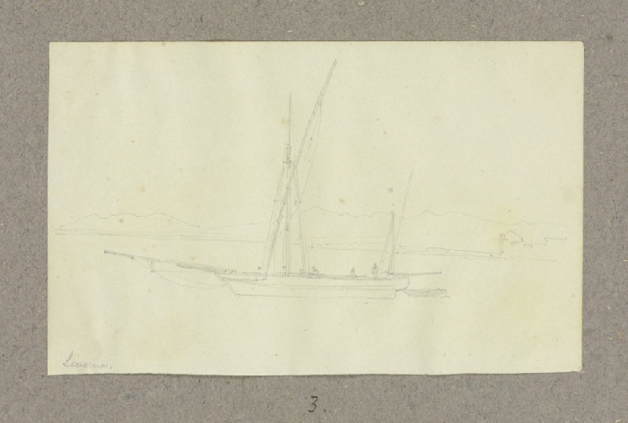 Segelboot vor Livorno von Carl Theodor Reiffenstein