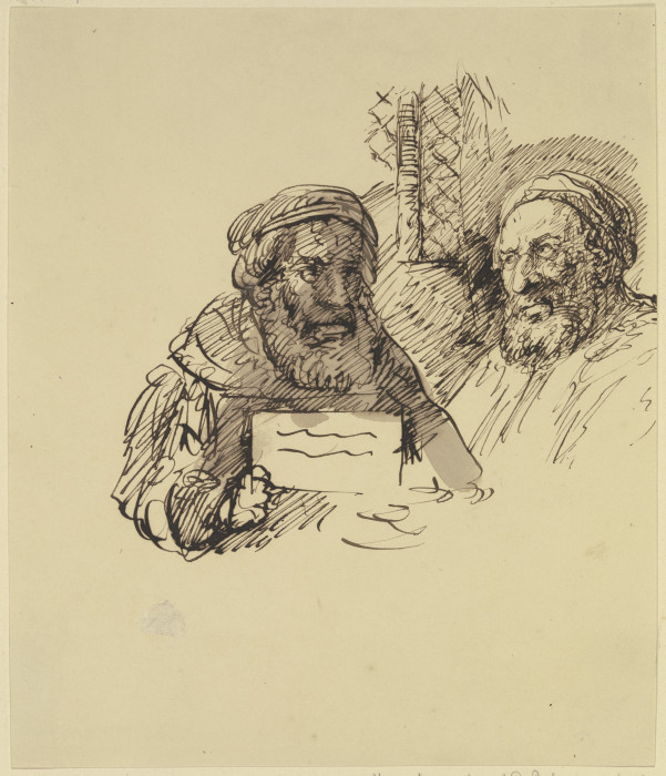 Zwei alte Herren im Gespräch über ein Schriftstück von Carl Friedrich von Rumohr