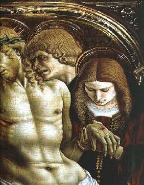 Lamentation of the Dead Christ, detail of St. John the Evangelist and Mary Magdalene, from the Sant' 1473