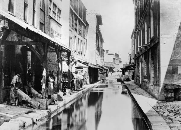 Course of the Bievre in Paris with Tanneries, 1858-78 (b/w photo) 