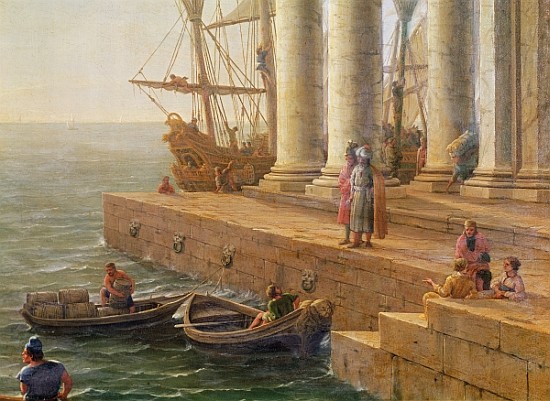 Harbour scene, detail from ''Departure of Ulysses from the land of the Feaci'' von Claude Lorrain