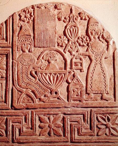 Stela depicting the bathing of the infant Jesus von Coptic