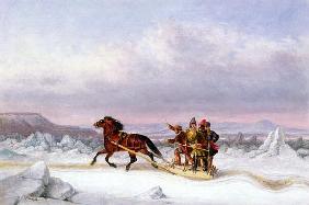 Crossing the St. Lawrence from Levis to Quebec on a Sleigh