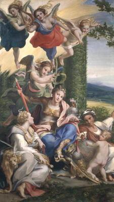 Allegory of the Virtues, c.1529-30 (tempera on canvas) 18th