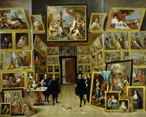 Archduke Leopold Wilhelm (1614-61) in his Picture Gallery, c.1647 (oil on copper) von David the Younger Teniers