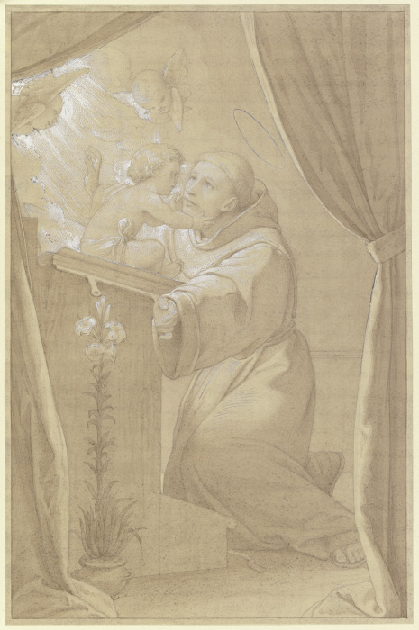 Der Heilige Antonius von Padua, dem das Jesuskind im Gebet erscheint von Edward von Steinle