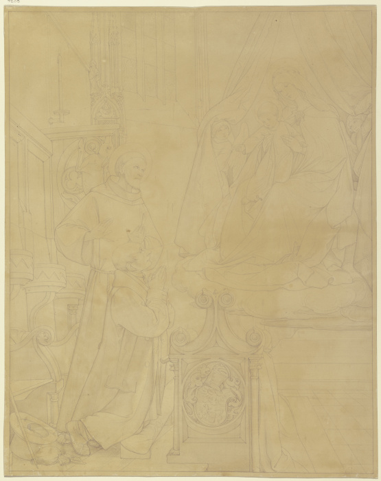 Franz Brentano mit dem Heiligen Franziskus in Verehrung vor der Madonna von Edward von Steinle