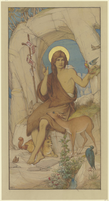 Johannes der Täufer in der Wüste von Edward von Steinle