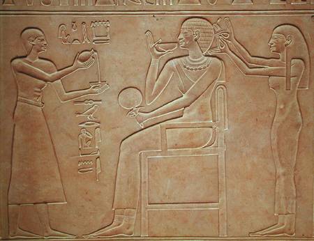 Queen Kawit at her toilet, from the sarcophagus of Queen Kawit, found at Deir el-Bahri, Middle Kingd von Egyptian