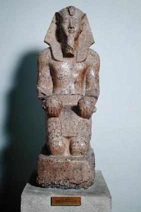 Kneeling statue of Amenhotep II (1427-1392 BC) holding offerings of wine, from Thebes, New Kingdom c.1450-142