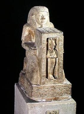 Naophorous statue of the royal scribe, Seti, with Osiris in the naos, New Kingdom c.1279-121