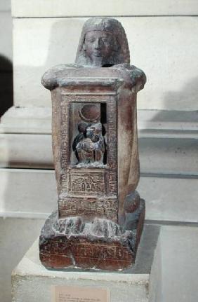 Naophorous statue of the scribe, Kha, with the god Thoth in the naos, New Kingdom c.1279-121