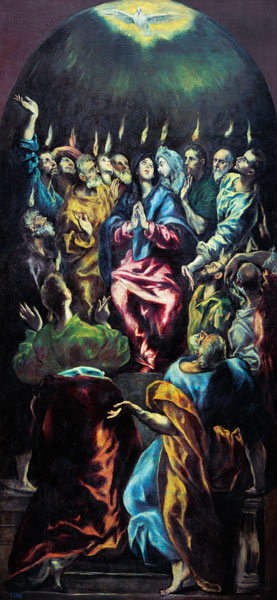 Die Ausgießung des heiligen Geistes (Pfingstfest) von (eigentl. Dominikos Theotokopulos) Greco, El