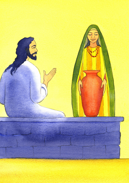 Jesus meets the Samaritan woman at the well von Elizabeth  Wang